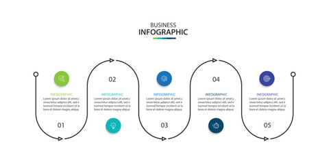Wall Mural - infographic line curve with 5 option. business presentation, vector illustration.