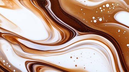 Poster - A fluid abstract design featuring swirls of brown, cream, and white, creating a captivating and dynamic visual composition.