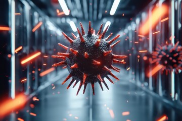 Poster - Abstract representation of virus particle in motion