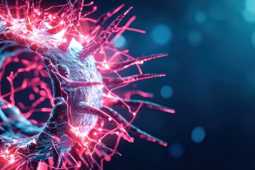 Poster - Close up of abstract microorganism with light effects