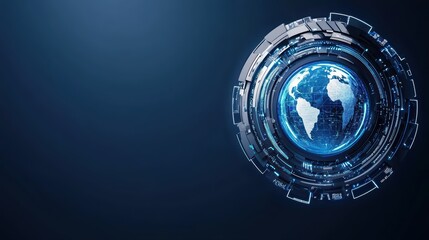 Poster - Futuristic global network interface with earth view