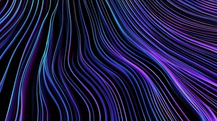 Poster - Abstract Flowing Lines with Neon Colors on Dark Background