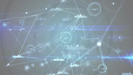 Poster - processing data in digital network, abstract connections animation in background