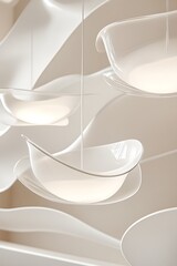 Poster - Intricate white ceiling decoration, modern design with subtle illumination