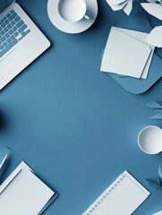 Aufkleber - Creative office workspace with clean paper art elements and professional office accessories in 3D layered style