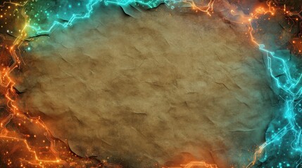 Poster - rough textured background with intricate neon circuits running through it, the center area of ​​the 
