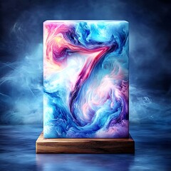 Poster - An abstract artistic number seven displayed in colorful swirls