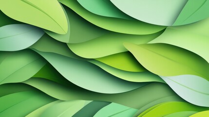 Aufkleber - Fresh eco-friendly paper art style background with layered tropical leaves and vibrant green tones for natural aesthetic design