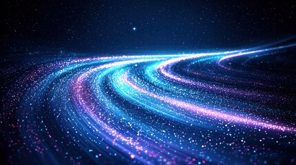 Poster - Vibrant cosmic wave with glittering particles in space