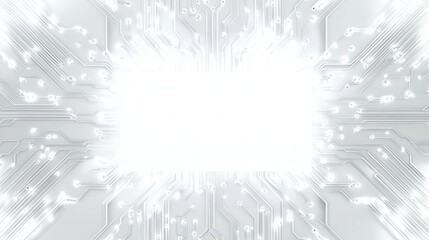 Poster - A white design featuring circuit lines in an intricate pattern, with empty space for mockup or branding background wallpaper AI generated image