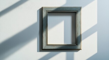 Wall Mural - Empty picture frame on a wall with shadows