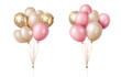 © Mostafijur - Two images side by side, a bunch of birthday balloons on the left and right sides, isolated on a transparent background