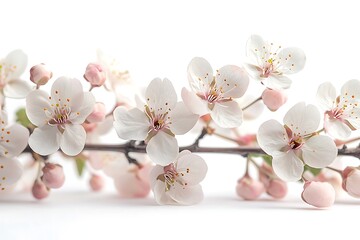 Delicate Spring Blossom Branch White Flowers Cherry Tree Branch Nature Background Floral Design