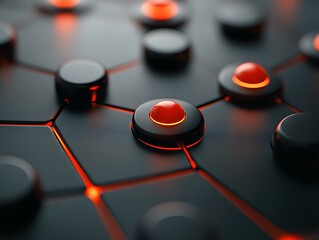 Poster - A futuristic abstract rendering with glowing red and black components