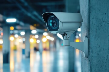 Poster - CCTV security camera monitoring indoor area for safety and surveillance