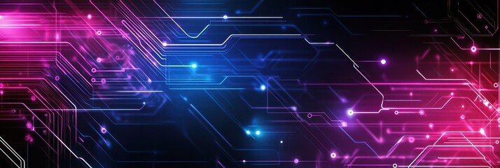 Poster - Futuristic technology background featuring vibrant circuit lines and glowing elements