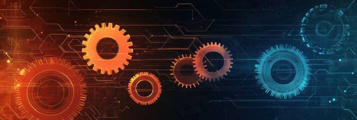 Poster - Innovative abstract graphic layout for advertising featuring interconnected gears