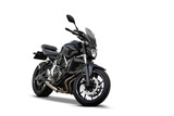 Black modern sport motorcycle isolated on white background.