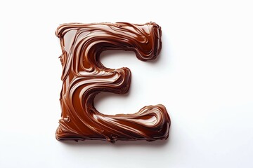 Aufkleber - Letter E designed with flowing cocoa texture isolated on white background