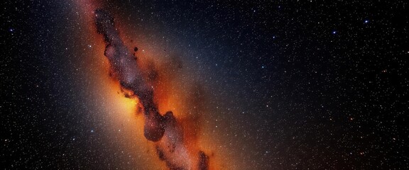 Wall Mural - Celestial night, golden shimmer, glittering stars, dark, cosmos