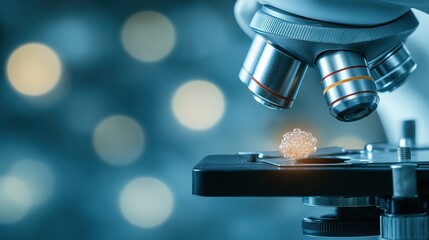 Poster - Scientist in Protective Gloves Handling Delicate Sample Under Microscope in Modern Laboratory Environment