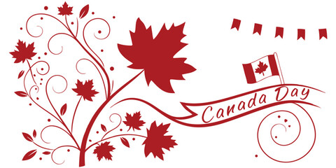 Poster - Decorative Canada Day Poster with Maple Leaves and National Flag