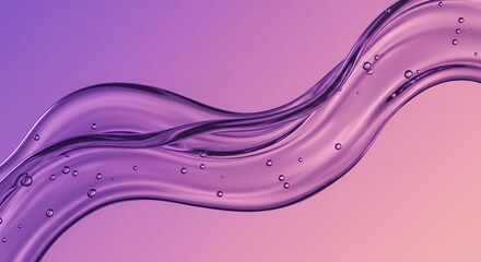 Poster - Flowing Purple Liquid Wave with Bubbles Abstract Illustration Background