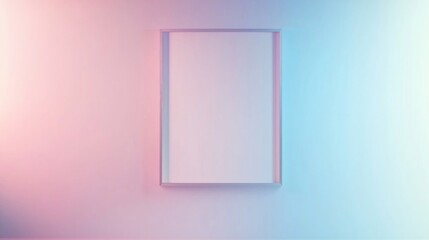Wall Mural - Empty white framed picture on a pastel colored wall