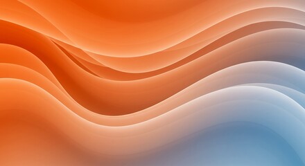 Poster - Abstract Background with Orange and Blue Wavy Lines creating a Flowing Design