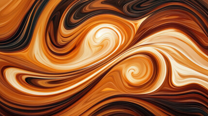 Poster - Abstract warm color palette with swirling patterns creating sense of movement and depth, evoking cozy atmosphere
