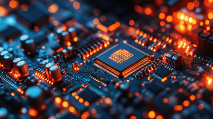 Poster - Close-up of computer’s internal components featuring detailed circuitry wires and intricate design