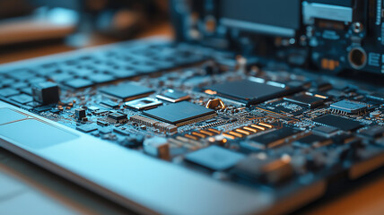 Poster - Internal components of a disassembled laptop visible in Nizhny Novgorod showcasing hardware details