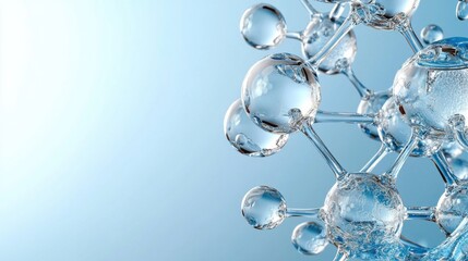 Aufkleber - A close up of a cluster of water molecules with a blue background