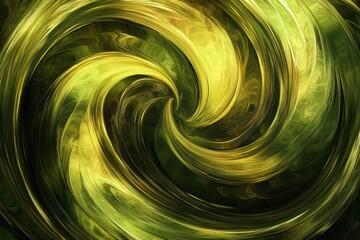 Poster - Swirling patterns of green and gold create an abstract background that inspires thought and creativity