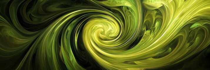 Poster - Colorful swirling abstract design featuring shades of green and yellow creating a vibrant visual experience