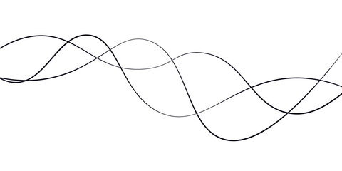 Thin wavy line abstract background. Abstract black lines wave curve motion on white background. Vector Illustration.