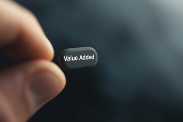 Poster - Hand Pressing Value Added Button for Digital Business Growth and Development Strategies