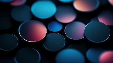 Poster - Colorful abstract circles create a vibrant pattern in a dark background emphasizing depth and light