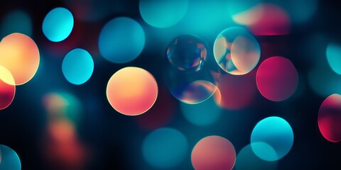 Poster - Vibrant abstract composition showcasing colorful circular shapes against a dark background