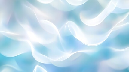 Poster - Abstract waves of blue and white blend together to create a serene and calming visual experience in a soft background