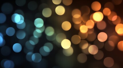 Poster - Colorful abstract background featuring soft bokeh lights in various hues of blue, green, and orange creating a dreamy atmosphere