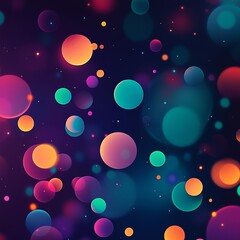 Poster - Vibrant abstraction with colorful orbs creating an energetic visual experience in a dark background