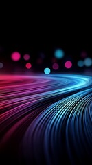 Poster - Colorful abstraction featuring flowing lines and bokeh lights in a mesmerizing visual experience