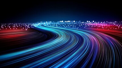 Poster - Vibrant abstract light trails create a mesmerizing visual experience in a dark background
