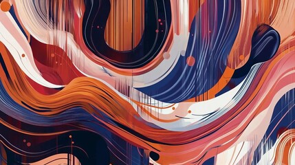 Poster - Vibrant abstract composition with flowing lines and dynamic colors in a harmonious blend