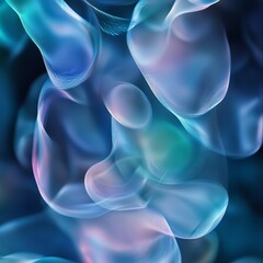 Poster - Abstract composition of flowing bubbles in shades of blue and pink creating a serene underwater effect