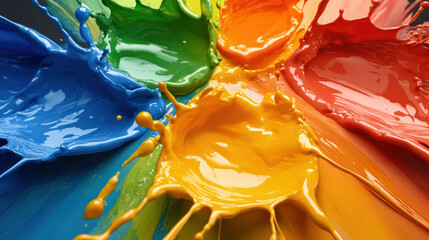 Poster - Vibrant paint splashes various colors create dynamic and energetic composition, showcasing creativity and artistic expression