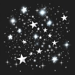 Wall Mural - flat vector of sparkle stars, glowing white tones, sharp clean edges, scattered arrangement, isolate