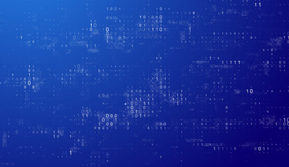 Wall Mural - blue technology background. binary computer code. programming, coding, hacker concept. vector backgr