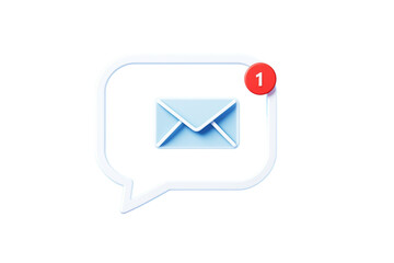 Poster - Isolated email notification icon with speech bubble and message envelope on a white background. Concept of communication and online messaging. Ai generative